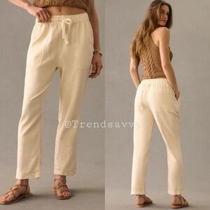 ANTHROPOLOGIE Pilcro Linen Drawstring Pants Cream NWT